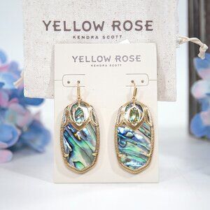 Kendra Scott Darby Yellow Rose Abalone Gold Plated Drop Earrings NWT